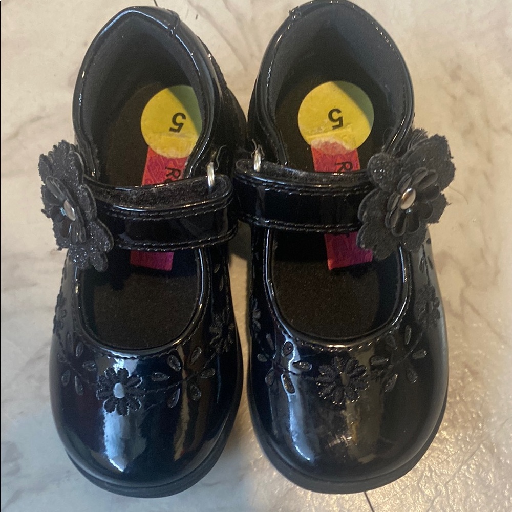 Black Floral Kids Shoes